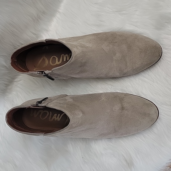 SAM EDELMAN Petty Taupe Suede Western Boho Preppy Zip Up Ankle Bootie Boots 10.5 - Picture 2 of 15